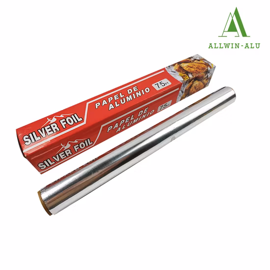 Embalagem de metal de qualidade alimentar para uso doméstico em folha de alumínio para cozinha Rolo de folha de alumínio