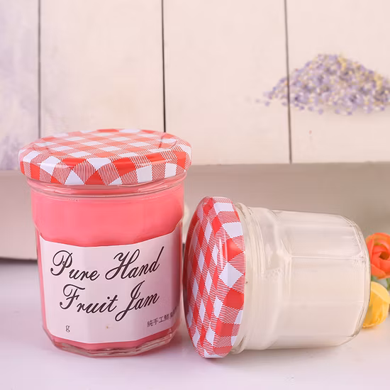 Frasco de vidro vazio transparente para armazenamento de alimentos, caviar, geléia, picles, embalagem, garrafa de vidro para mel com tampa de metal